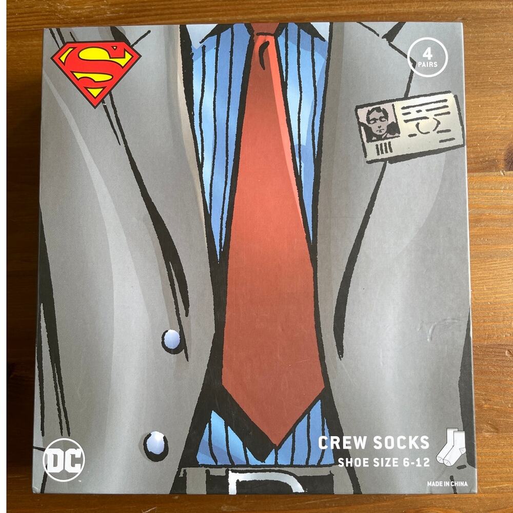Superman DC Comics Mens Shoe Crew Socks 4 pairs NEW Size 6-12